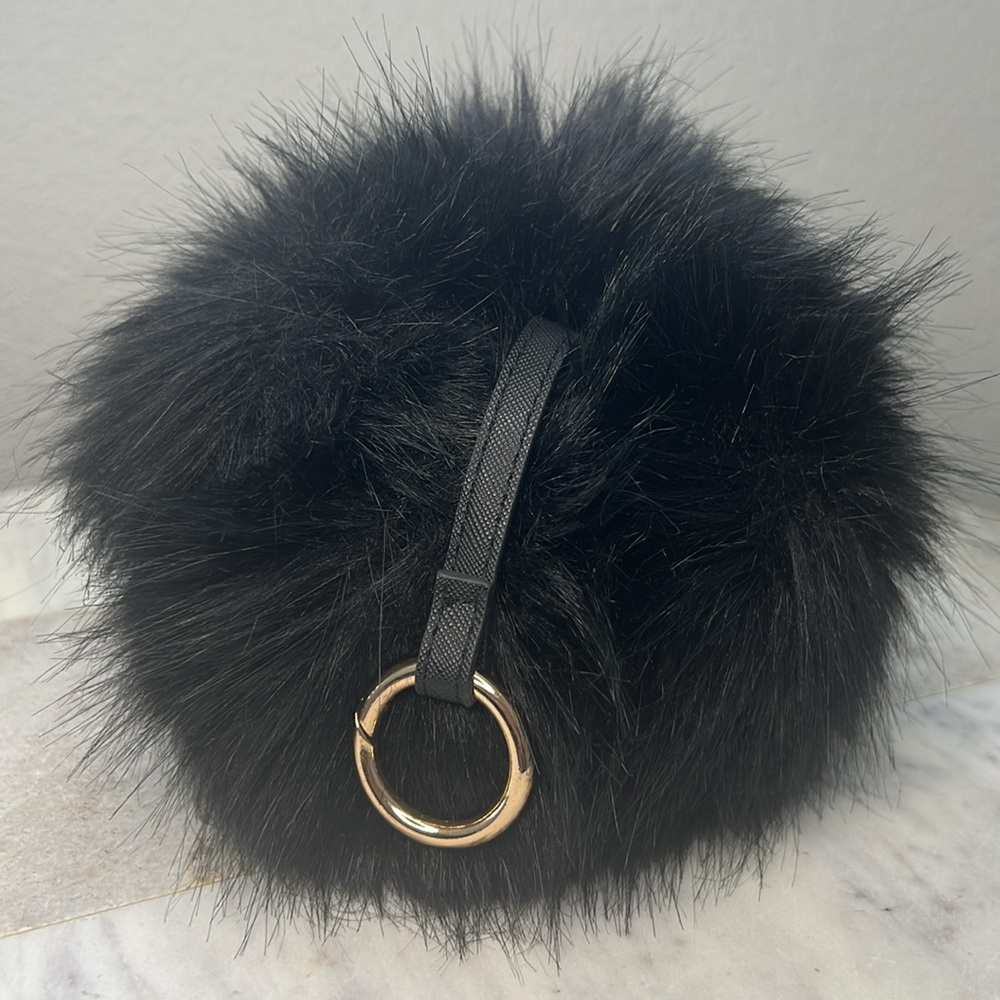 Black Fur Charm Puff Ball